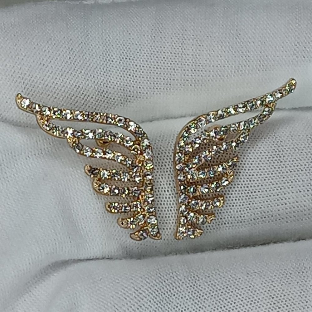 Gold Tone Wing Stud Earrings - Picture 2 of 3